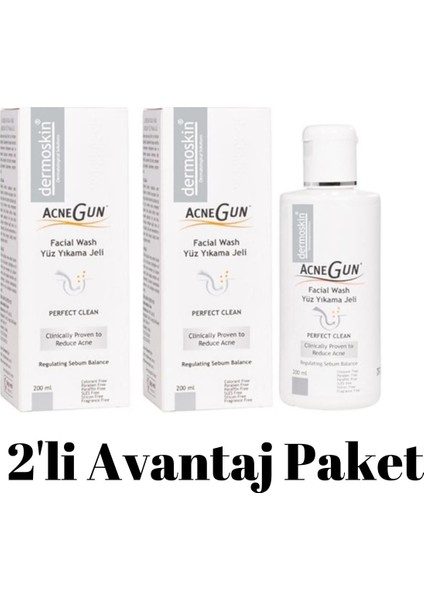 Acnegun Yüz Yıkama Jeli 200 ml x 2