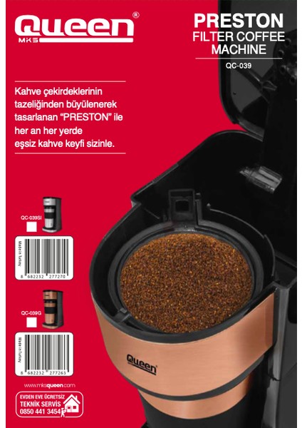 Qc 039 Preston Termos Bardaklı Filtre Kahve Makinesi