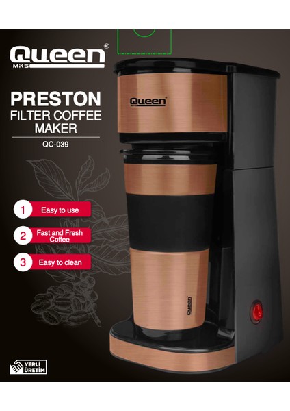 Qc 039 Preston Termos Bardaklı Filtre Kahve Makinesi