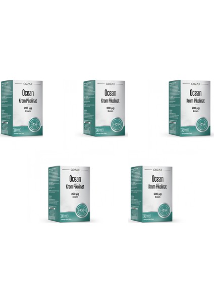 Ocean Krom Pikolinat 200 Ug 90 Bitkisel Kapsül 5'li Paket