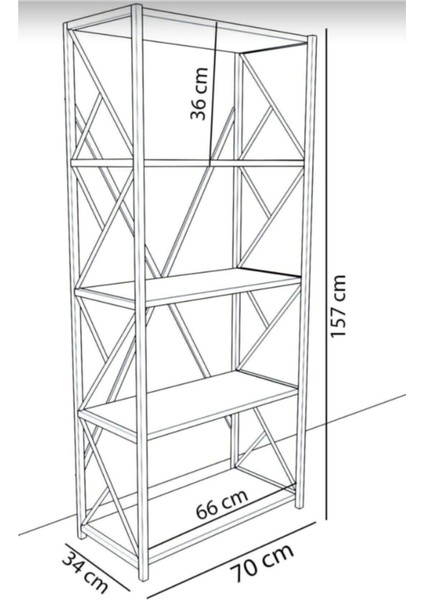 Denizahşapdizayn Metal Kitaplık 5 Raflı Kitaplık Dosya Ofis Çoklu Kullanım