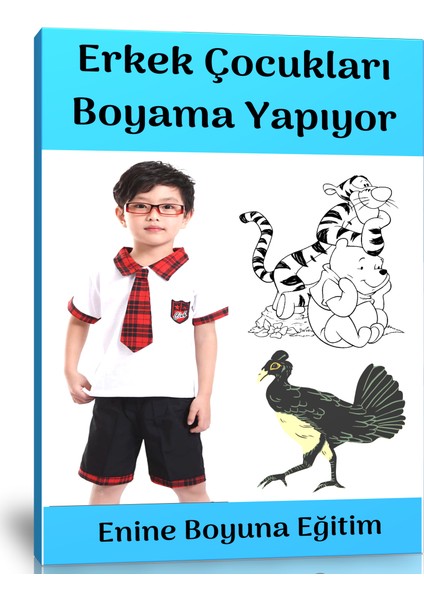 Erkek Çocukları Boyama Yapıyor Kitabı