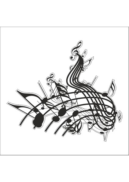 Müzik Notası Folyo Sticker 12 20 cm Uzunluk
