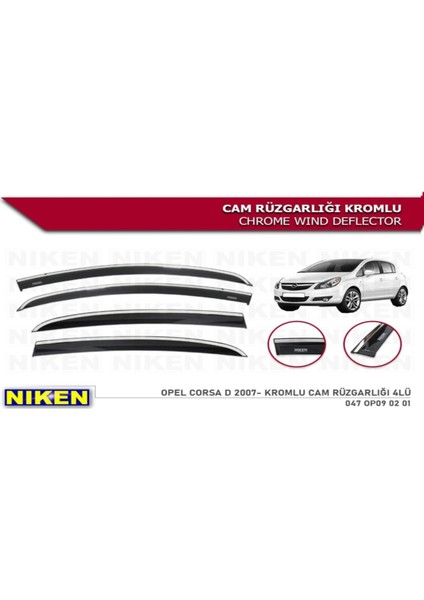 Corsa D 2007-2012 Arası Araca Özel Kromlu Cam Rüzgarlığı modelleri