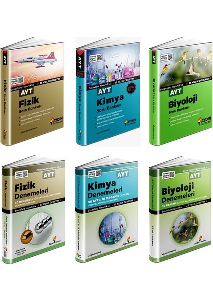 AYT Fizik-Kimya-Biyoloji Soru Bankası ve Deneme Seti 6 Kitap