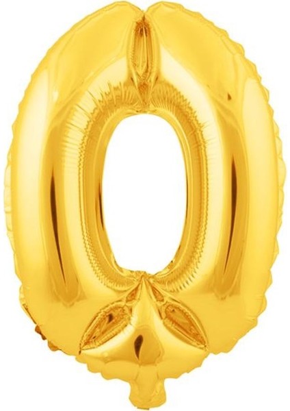 0 (Gold) Rakam Folyo Balon - 90 cm - Altın Folyo Rakam Balon