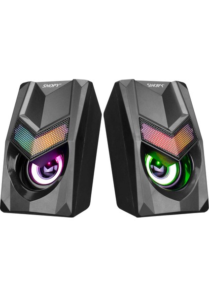 SN-X25 2.0 Rgb Işıklı 2X3W Siyah USB Speaker