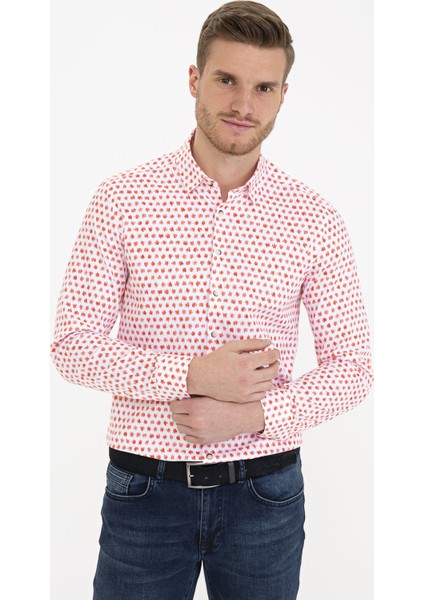 Erkek Pembe Slim Fit Uzun Kollu Gömlek 50232974-VR186