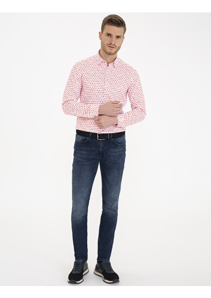 Erkek Pembe Slim Fit Uzun Kollu Gömlek 50232974-VR186