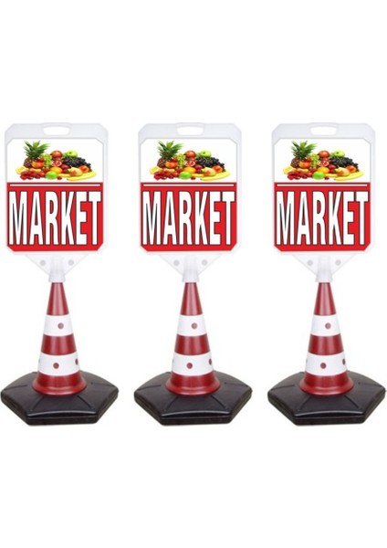 Market Reklam Uyarı Yönlendirme Dubası 3 Adet A+ Plastik