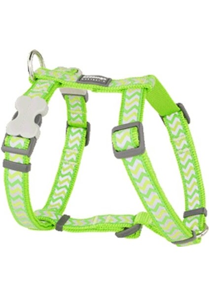 Reflektörlü Ziggy Desenli Lime Göğüs Tasması 25MM