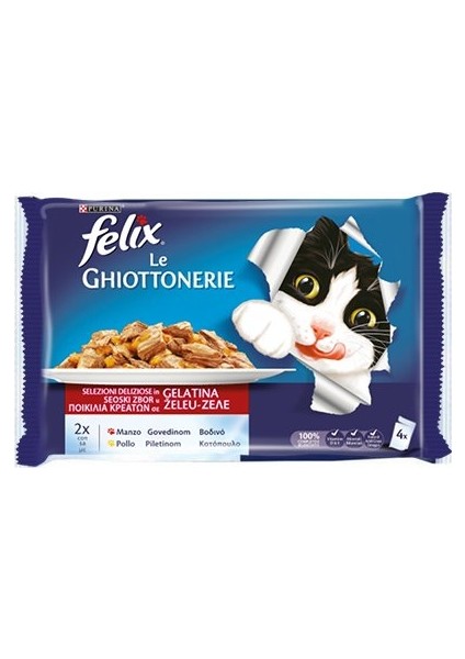 Siğir Etli ve Tavuklu Kedi Yaş Mamasi 4X100 gr