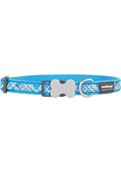 Flanno Desenli Turkuaz Köpek Boyun Tasması 12MM
