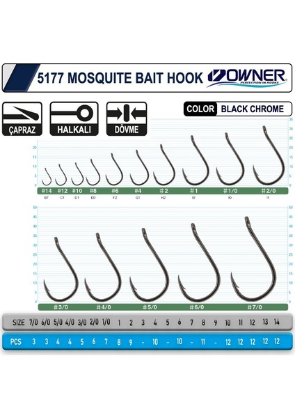 5177 Mosquito Hook Black Chrome Sinek iğne