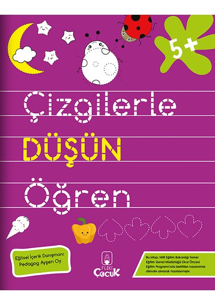 5+ Yaş Okula Hazırlık İçin Eğitici Etkinlikler “Çizgilerle Öğren” Eğlenceli Okul Öncesi Set 5 Kitap