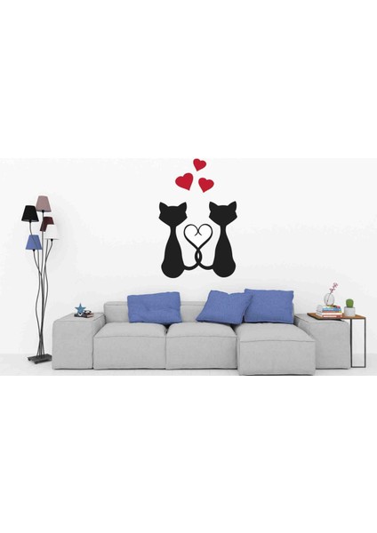 Kt Decoration Aşık Kediler Pvc Duvar Sticker Seti