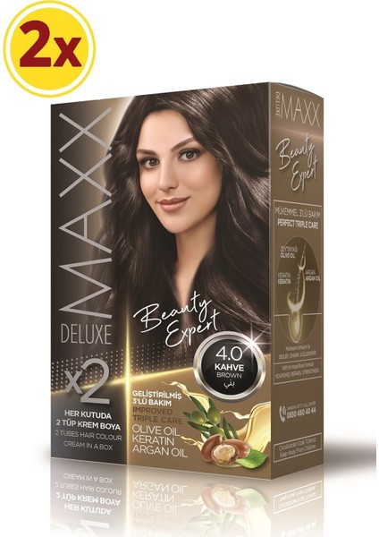 Maxx Deluxe  Saç Boyası Deluxe 4.0 Kahve Set x 2