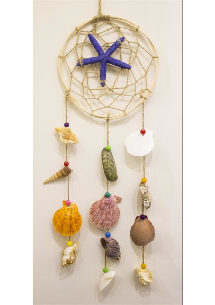 Antioch Artdesign Dream Catcher 66 cm Deniz Yıldızlı Deniz Kabuklu Rüya Kapanı Düş Kapanı Ev Dekor