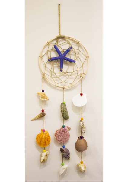 Antioch Artdesign Dream Catcher 66 cm Deniz Yıldızlı Deniz Kabuklu Rüya Kapanı Düş Kapanı Ev Dekor