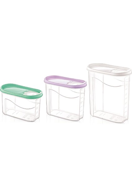 Elitehome 3 Lü Erzak Saklama Kabı (1,25 Lt /1 ,75 Lt / 2,5 Lt )