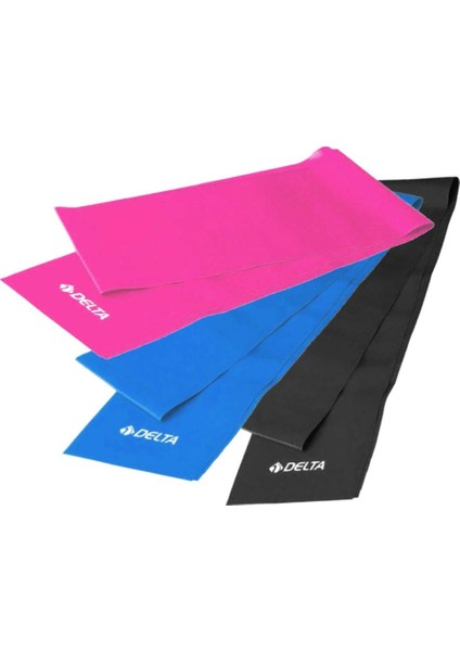 3 'lü Pilates Bandı 120 Cm x 15 Cm Egzersiz Direnç Lastiği (Uç Kısmı Açık)