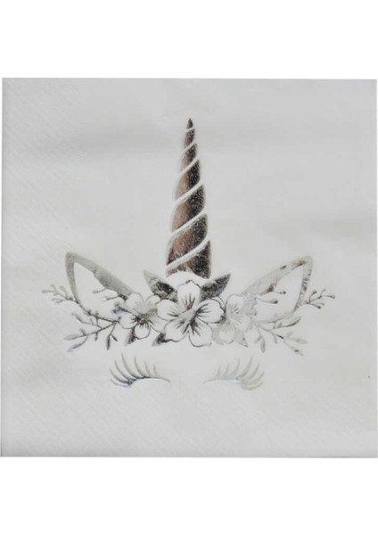 Unıcorn Peçete Varaklı Gümüş 33x33 Cm Pk:16
