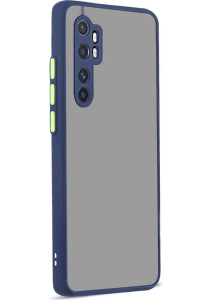 Xiaomi Redmi Note 10 Lite Kılıf Kamera Korumalı Slikon Kenarlı Renkli Düğmeli Mat Arka Kapak Lacivert