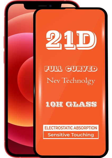 Apple iPhone 12 Mini Tam Kaplayan 21D Temperli Ekran Koruyucu Cam Şeffaf