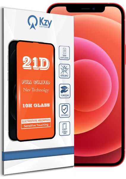 Apple iPhone 12 Mini Tam Kaplayan 21D Temperli Ekran Koruyucu Cam Şeffaf