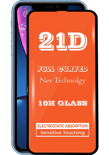 Apple iPhone XR Tam Kaplayan 21D Temperli Ekran Koruyucu Cam Şeffaf