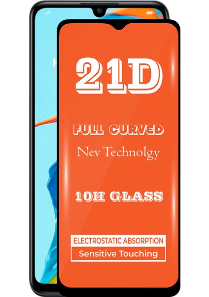 Huawei P30 Lite Tam Kaplayan 21D Temperli Ekran Koruyucu Cam Şeffaf