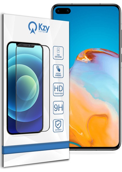 Huawei P40 Tam Kaplayan Temperli Ekran Koruyucu Cam Şeffaf