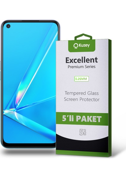 Oppo A92 Temperli Ekran Koruyucu Kırılmaz Cam Ekonomik 5'li Paket Şeffaf fiyatları