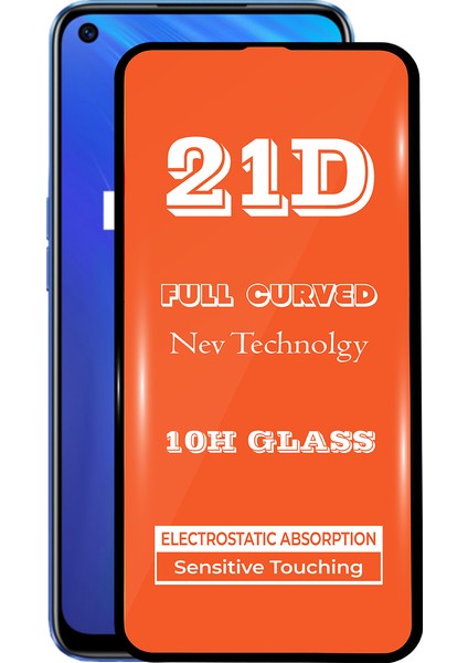 Realme 6 Tam Kaplayan 21D Temperli Ekran Koruyucu Cam Şeffaf
