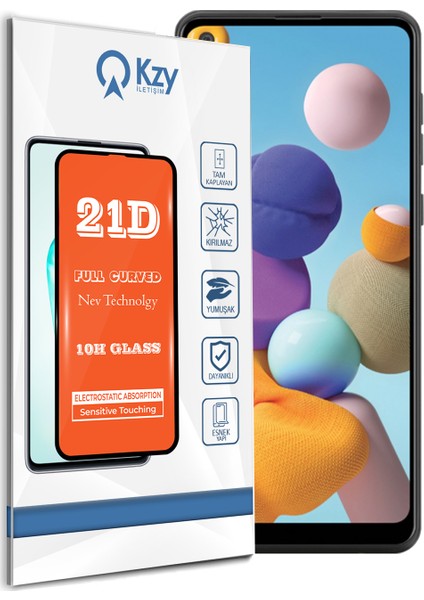 Samsung Galaxy A21 Tam Kaplayan 21D Temperli Ekran Koruyucu Cam Şeffaf fiyatları