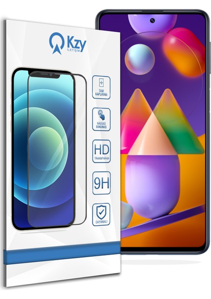 Samsung Galaxy M31S Tam Kaplayan Temperli Ekran Koruyucu Cam Şeffaf