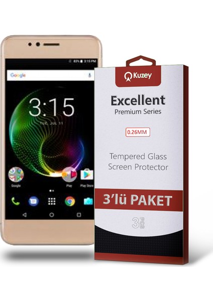 Vestel Venüs E3 Temperli Ekran Koruyucu Kırılmaz Cam Ekonomik 3'lü Paket Şeffaf fiyatları