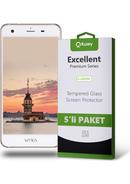 Vestel Venüs V3 5570 Temperli Ekran Koruyucu Kırılmaz Cam Ekonomik 5'li Paket Şeffaf fiyatları