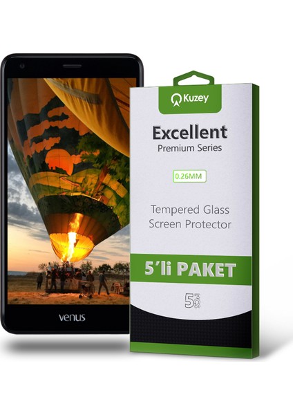 Vestel Venüs V4 Temperli Ekran Koruyucu Kırılmaz Cam Ekonomik 5'li Paket Şeffaf fiyatları