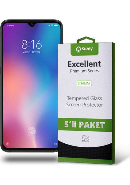 Xiaomi Mi 9 Temperli Ekran Koruyucu Kırılmaz Cam Ekonomik 5'li Paket Şeffaf fiyatları