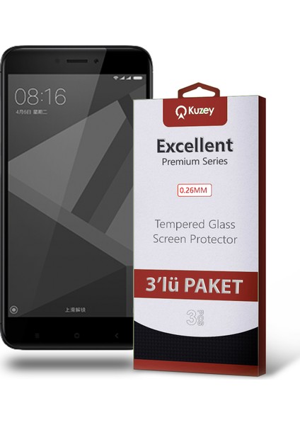 Xiaomi Redmi 4x Temperli Ekran Koruyucu Kırılmaz Cam Ekonomik 3'lü Paket Şeffaf fiyatları