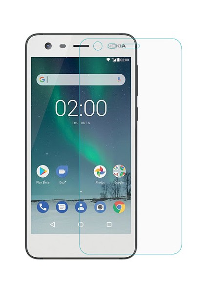 Nokia 2 Temperli Ekran Koruyucu Kırılmaz Cam Ekonomik 5'li Paket Şeffaf