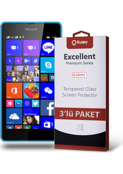 Nokia Lumia 540 Temperli Ekran Koruyucu Kırılmaz Cam Ekonomik 3'lü Paket Şeffaf fiyatları