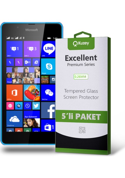 Nokia Lumia 540 Temperli Ekran Koruyucu Kırılmaz Cam Ekonomik 5'li Paket Şeffaf fiyatları