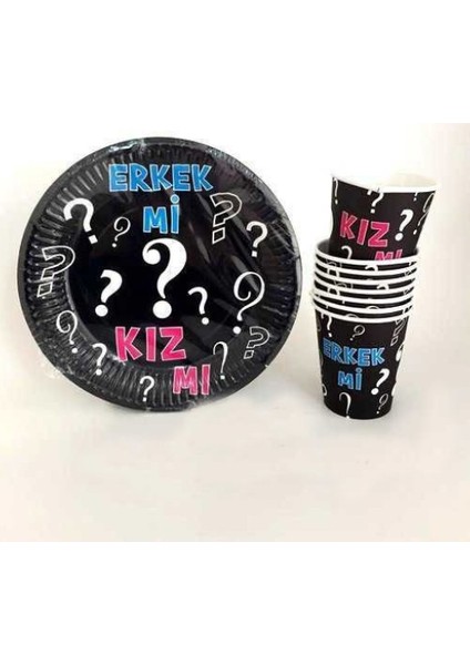 Cinsiyet Partisi Erkek Mi Kız Mı Tabak Bardak 8 Li Set