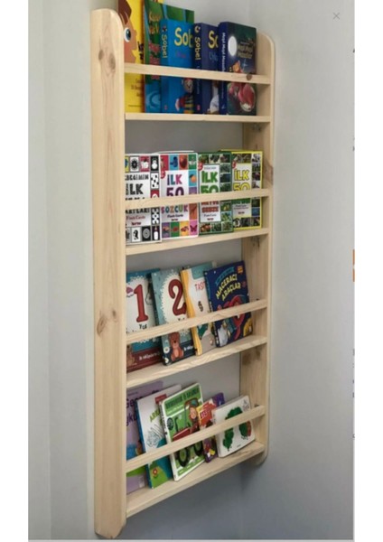 Montessori Çocuk Odası Eğitici Kitaplık Ahşap Duvar Rafı