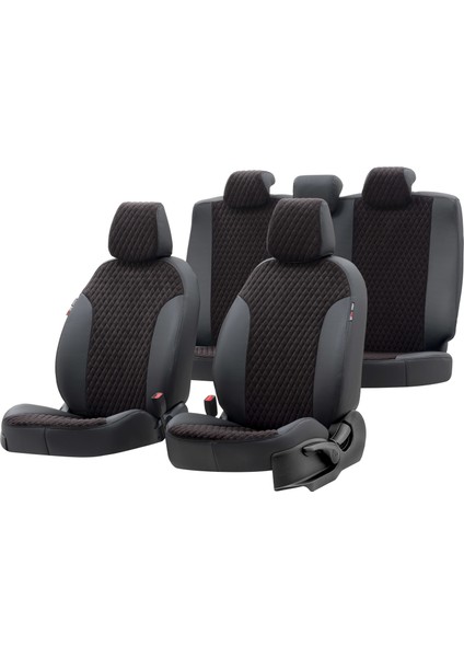 Toyota Rav4 2005-2013 Özel Üretim Koltuk Kılıfı Amsterdam Design Tay Tüyü Siyah