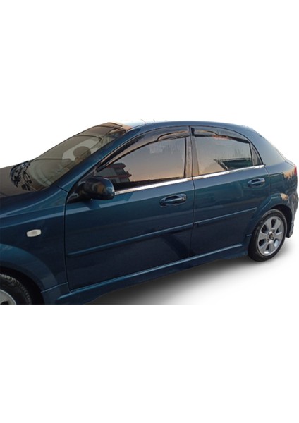 Blue Chevrolet Lacetti Hb ( 2004-2011 ) Krom Cam Çıtası Paslanmaz Çelik 4 Parça Blue-Oto