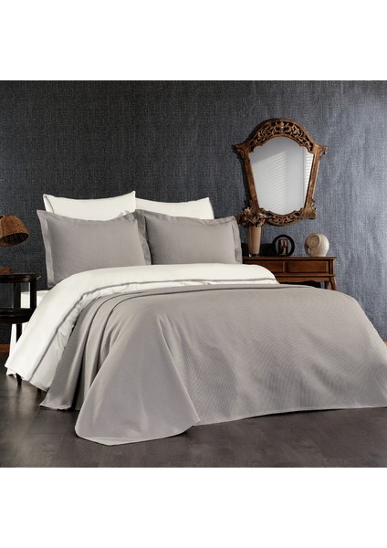 7 Parça Pamuklu Pike Yatak Örtülü Bahar Koleksiyonu Mimoza Nevresim Takımı