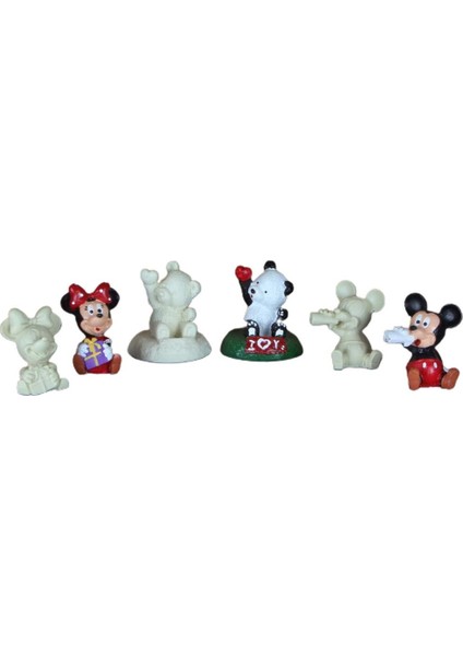 Boyanabilir Polyester Poliüretan Ham Obje Mickey Minnie Mouse Panda 3 Biblo Set